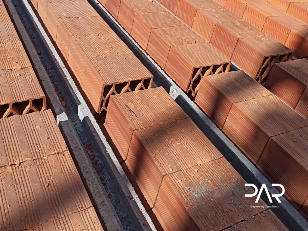 Trabalhos de preparação para betonagem de laje aligeirada de vigotas